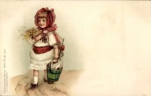 Litho Mädchen mit Eimer, Portrait