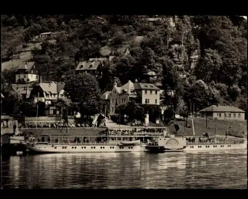 Ak Schmilka Bad Schandau Sächsische Schweiz,  Dampferanlegestelle, Dampfer Weltfrieden