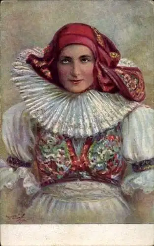 Künstler Ak Tschechin in Tracht