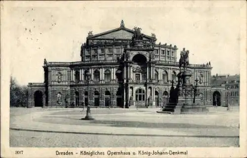 Ak Dresden Altstadt, Königliches Opernhaus, König-Johann-Denkmal,  Architektur