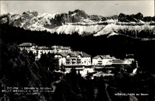 Ak Passo della Mendola Mendel Mendelpass Südtirol, Schneebedeckte Berge, Hotel, nmotiv, Ruhige La
