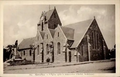 Ak Carolles Plage Jullouville Manche, Kirche