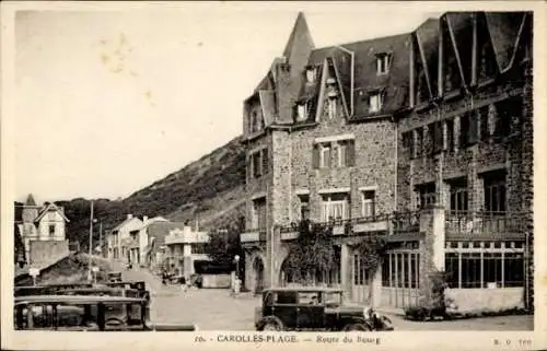 Ak Carolles Plage Manche, Weg zur Burg