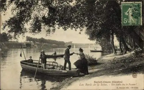 Ak Saint Ouen Seine Saint Denis, Les Bords de la Seine, Boot