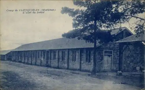 Ak Golfe du Morbihan, Soldatenunterkunft, Camp,  Schwarz-Weiß-Foto