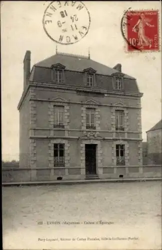 Ak Évron Mayenne, Haus, Caisse d'Épargne, französische Republik, 