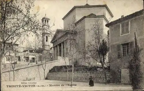 Ak Trinite-Victor Alpes Maritimes, Montee de l'Eglise