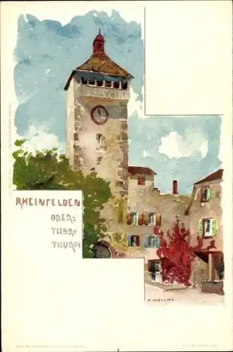Künstler Litho Voellmy, F., Rheinfelden Kanton Aargau, Blick auf den Obertorturm