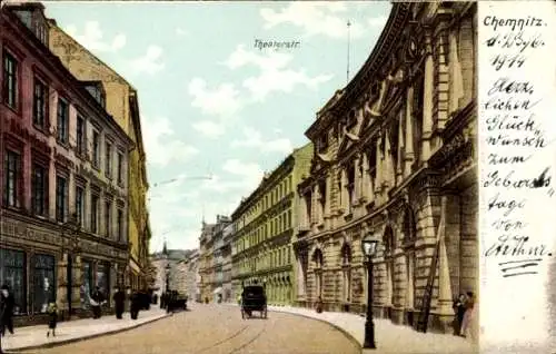 Ak Chemnitz in Sachsen, Theaterstraße,  Gebäude, Stadtansicht, 1914