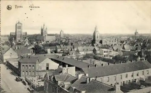 Ak Ypres Ypern Westflandern, Panoramablick auf  viele Dächer und Türme