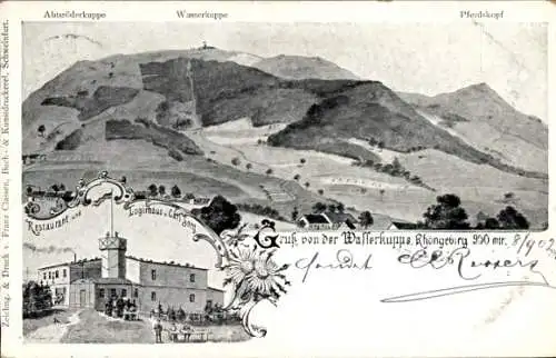 Litho Wasserkuppe Rhön, Pferdekopf, Restaurant und Logihaus