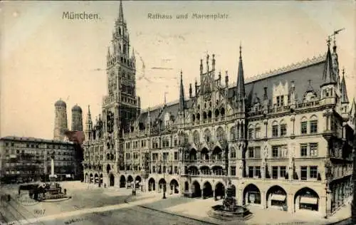 Ak München, Rathaus und Marienplatz