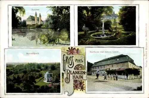 Ak Blankenhain in Thüringen, Gasthof zur hohen Linde, Schlosspark, Schloss