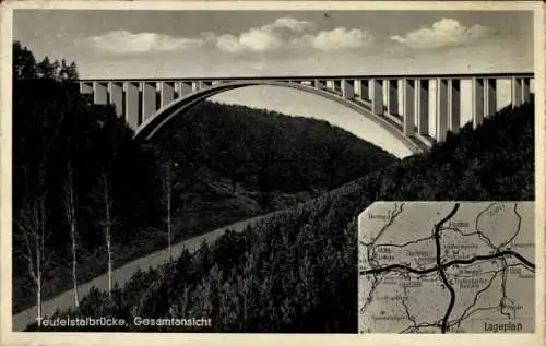 Ak Hermsdorf in Thüringen, Teufelstalbrücke, Gesamtansicht