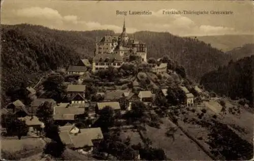 Ak Lauenstein Ludwigsstadt in Oberfranken, Burg Lauenstein, Fränkisch Thüringsche Grenzwarte