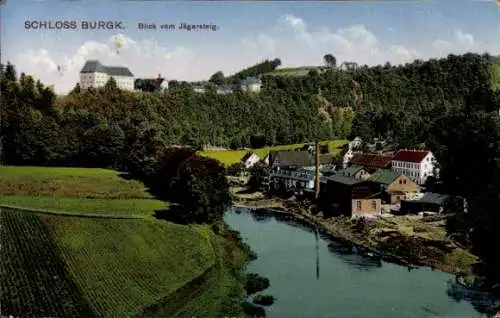 Ak Burgk Schleiz in Thüringen, Schloss Burgk an der Saale vom Jägersteig aus gesehen