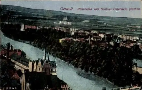 Ak Gera in Thüringen, Panorama vom Schloss Osterstein gesehen