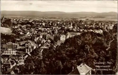Ak Sonneberg in Thüringen, Gesamtansicht, vom Schlossberg aus, Stadtansicht,  Architektur