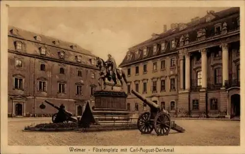 Ak Weimar in Thüringen, Fürstenplatz, Carl August Denkmal, Denkmal