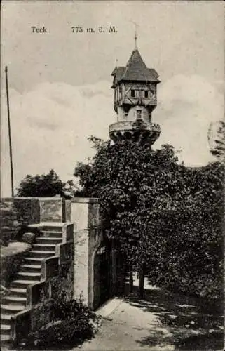 Ak Kirchheim unter Teck Württemberg, Ruine Teck, Blick zum Turm, Treppe