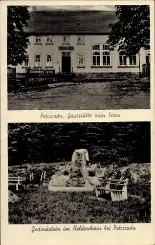 Ak Petriroda Georgenthal in Thüringen, Gasthof zum Stern, Gedenkstein im Heldenhain