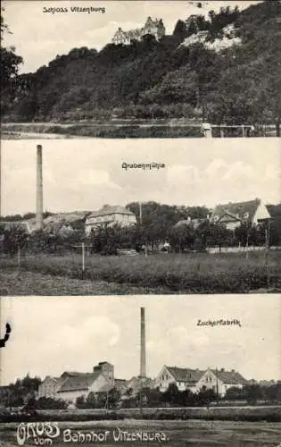 Ak Vitzenburg Querfurt in Sachsen Anhalt, Schloss, Grabenmühle, Zuckerfabrik