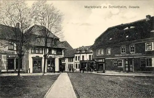 Ak Schlotheim in Thüringen, Marktplatz, Ostseite, Glaserei, Scheraber's Gast & Caffeehaus