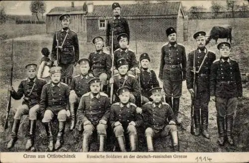 Ak Otłoczynek in Westpreußen, Russische Soldaten an der deutsch-russischen Grenze 1914