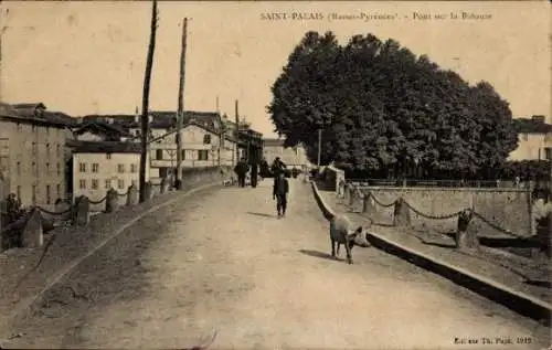 CPA Saint Palais Pyrénées Atlantiques, Pont sur la Bidouze