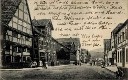Ak Rinteln an der Weser, Brennerstraße, Fachwerkhäuser