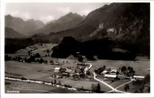 Ak Graswang Ettal Oberbayern, Fliegeraufnahme