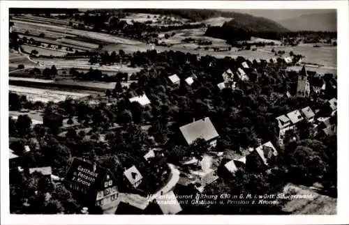 Ak Altburg Calw im Schwarzwald, Fliegeraufnahme, Gasthaus und Pension z. Krone