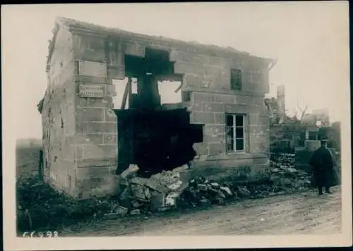 Foto Hassincourt Marne, Kriegszerstörung I. WK