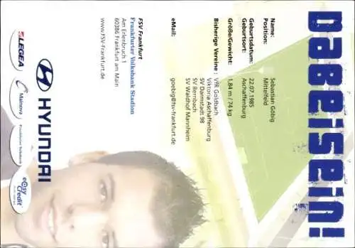 Autogrammkarte Fußballer Sebastian Göbig, FSV Frankfurt, Autogramm