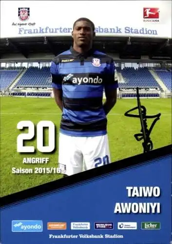 Autogrammkarte Fußballer Taiwo Awoniyi, FSV Frankfurt, Autogramm