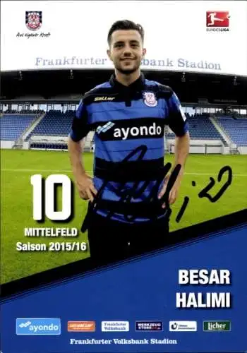 Autogrammkarte Fußballer Besar Halimi, FSV Frankfurt, Autogramm