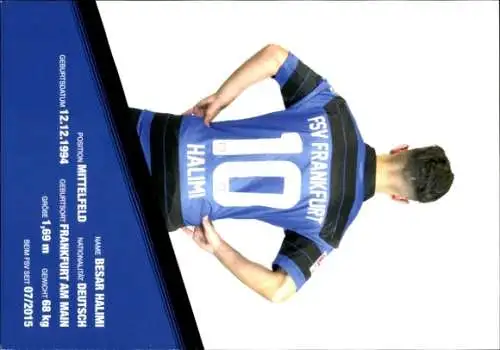 Autogrammkarte Fußballer Besar Halimi, FSV Frankfurt, Autogramm