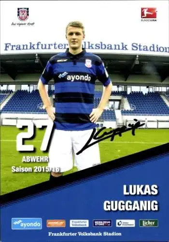 Autogrammkarte Fußballer Lukas Gugganig, FSV Frankfurt, Autogramm