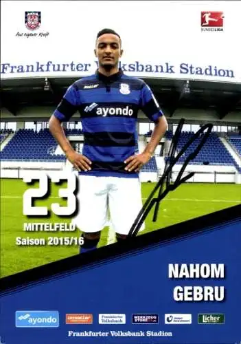 Autogrammkarte Fußballer Nahom Gebru, FSV Frankfurt, Autogramm
