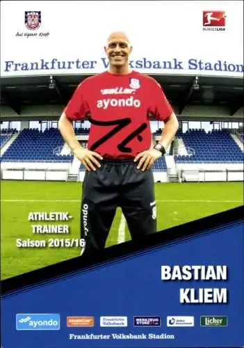 Autogrammkarte Athletiktrainer Bastian Kliem, FSV Frankfurt, Autogramm