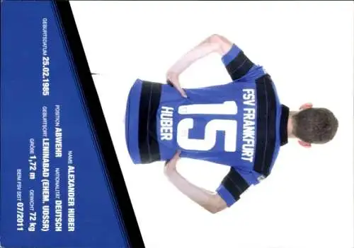 Autogrammkarte Fußballer Alexander Huber, FSV Frankfurt, Autogramm