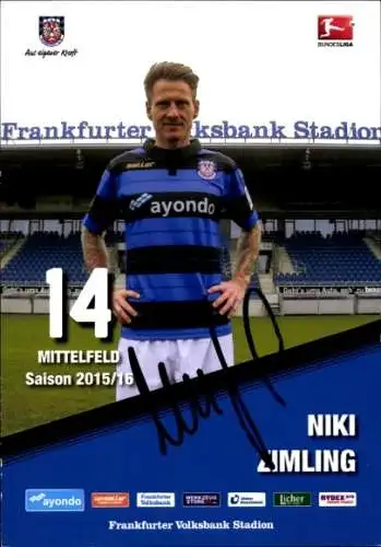 Autogrammkarte Fußballer Niki Zimling, FSV Frankfurt, Autogramm
