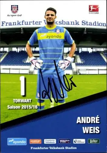 Autogrammkarte Fußballer André Weis, FSV Frankfurt, Autogramm