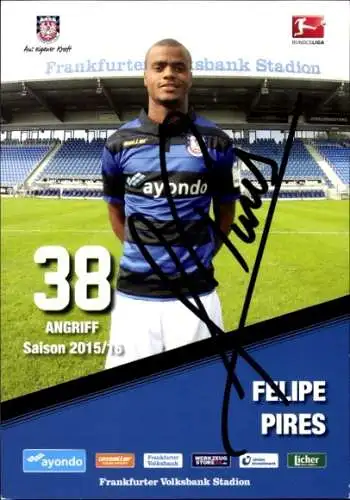 Autogrammkarte Fußballer Felipe Pires, FSV Frankfurt, Autogramm