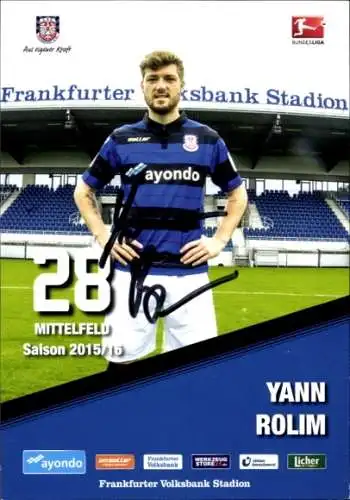 Autogrammkarte Fußballer Yann Rolim, FSV Frankfurt, Autogramm
