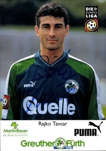 Autogrammkarte Fußballer Rajko Tavcar, SpVgg Greuther Fürth, Autogramm