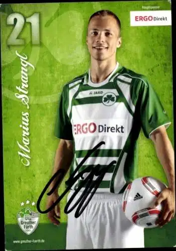 Autogrammkarte Fußballer Marius Strangl, SpVgg Greuther Fürth, Autogramm