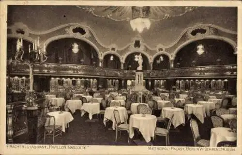 Ak Berlin Mitte, Restaurant Metropol Palast, Pavillon Mascotte, Behrenstraße 53/54