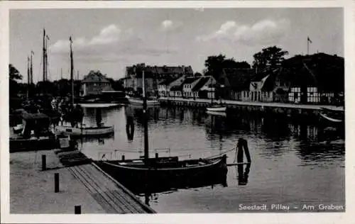 Ak Baltijsk Pillau Ostpreußen, Am Graben, Hafen
