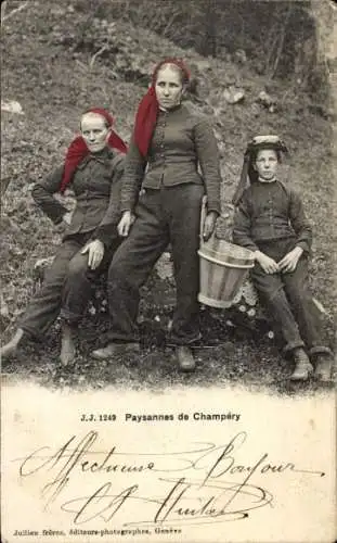 Ak Champéry Schweiz, Bäuerinnen